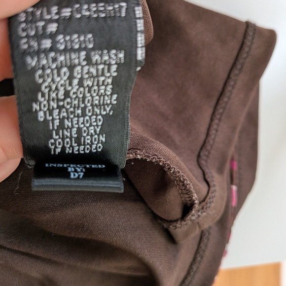 Y2K Babydoll Top S Brown Pink Flowy Chiffon Layered Geometric Flowy Feminine - Picture 12 of 12